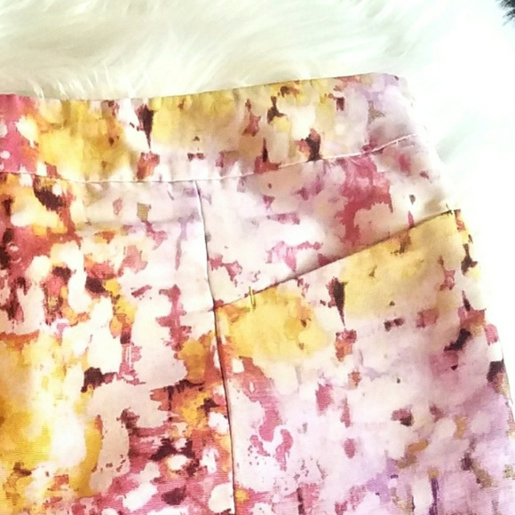 LOFT Abstract Floral Watercolor Print Skirt - Picture 4 of 5
